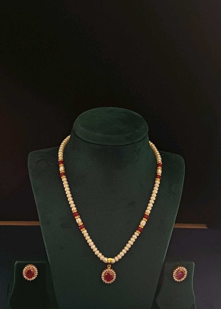 Pearl and Ruby Necklace Set