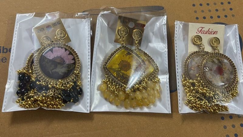 Resin fancy party wear Floral Earrings - only 1 pa