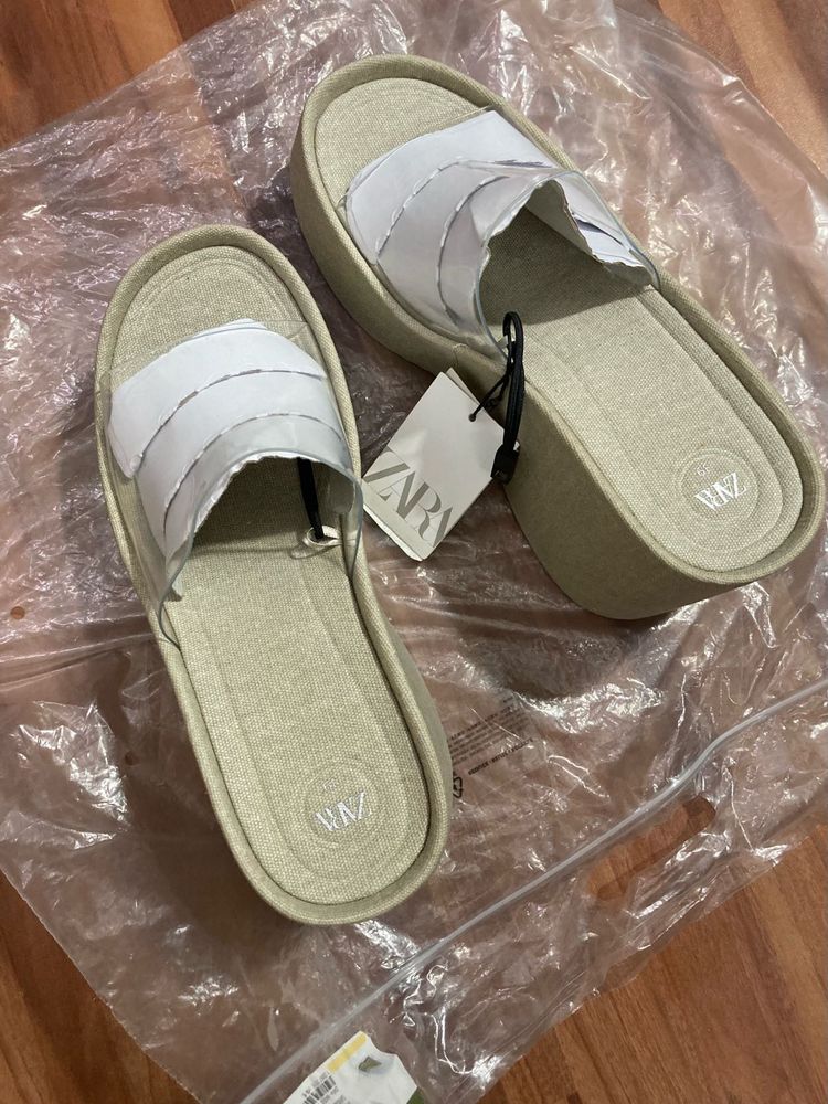 ZARA Vinyl Wedge Sandals