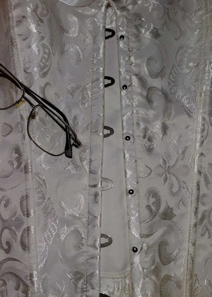 White Jacquard Corset Top