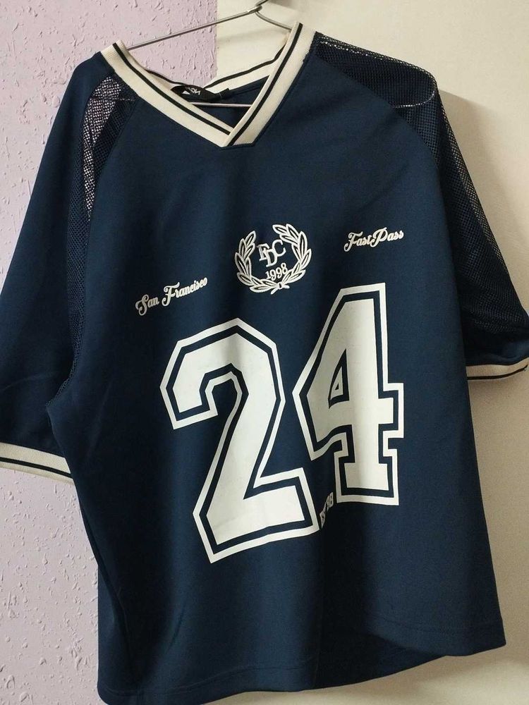 Navy Blue "24" Jersey Style Top