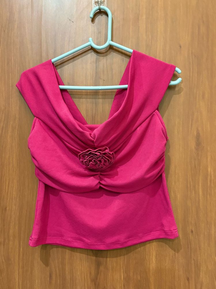 Elegant Fuchsia Pink Cowl Neck Sleeveless Party To