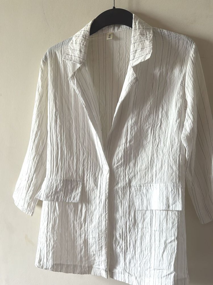 White Striped Light Blazer