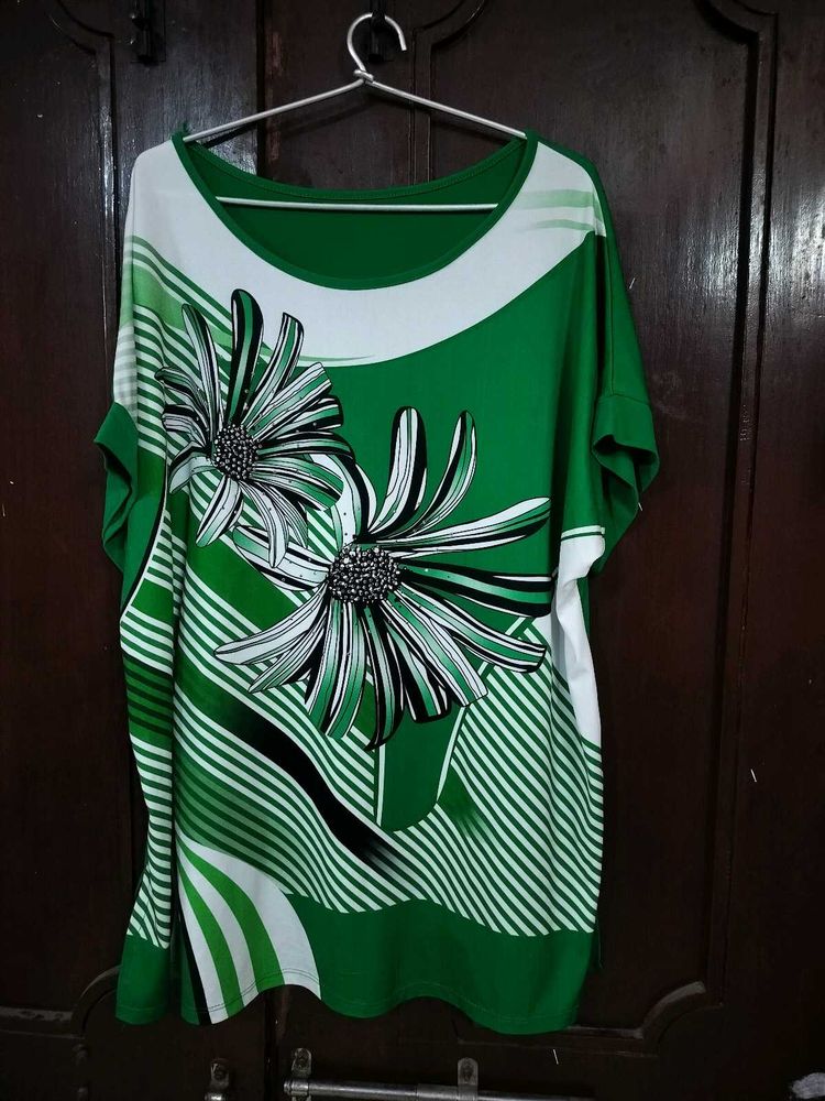 Green Floral Print Top