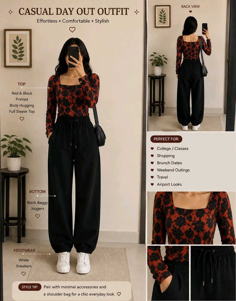 Stylish Orange &amp; Black Print Top