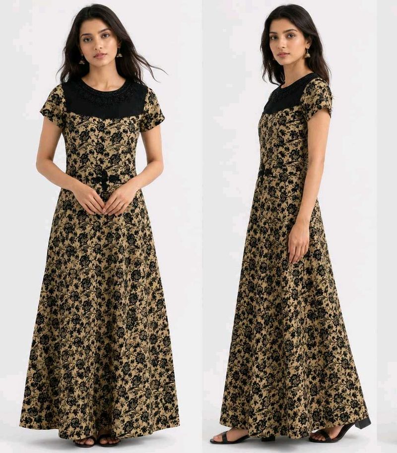 Elegant Floral Maxi Gown 🖤