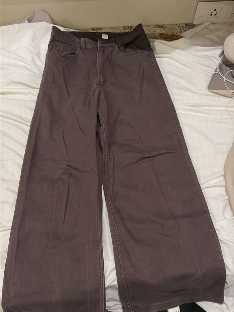 Wide Leg Brown Trousers