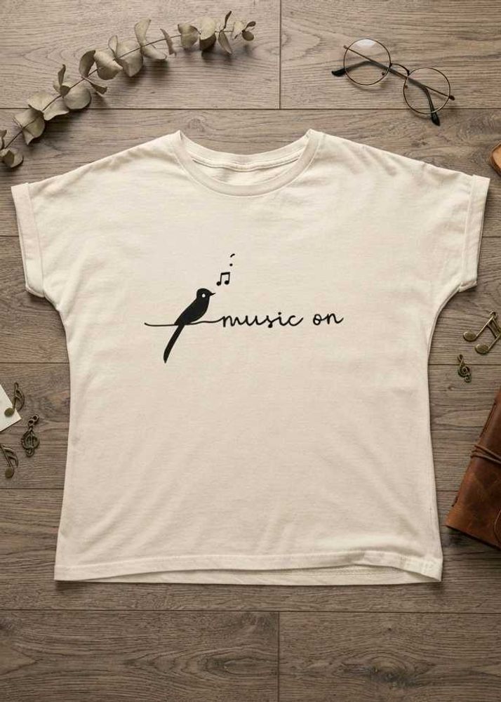 Cute Bird Music Graphic T-Shirt