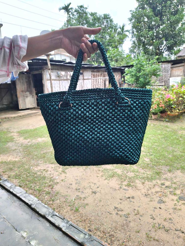 Crochet Emerald Tote Bag