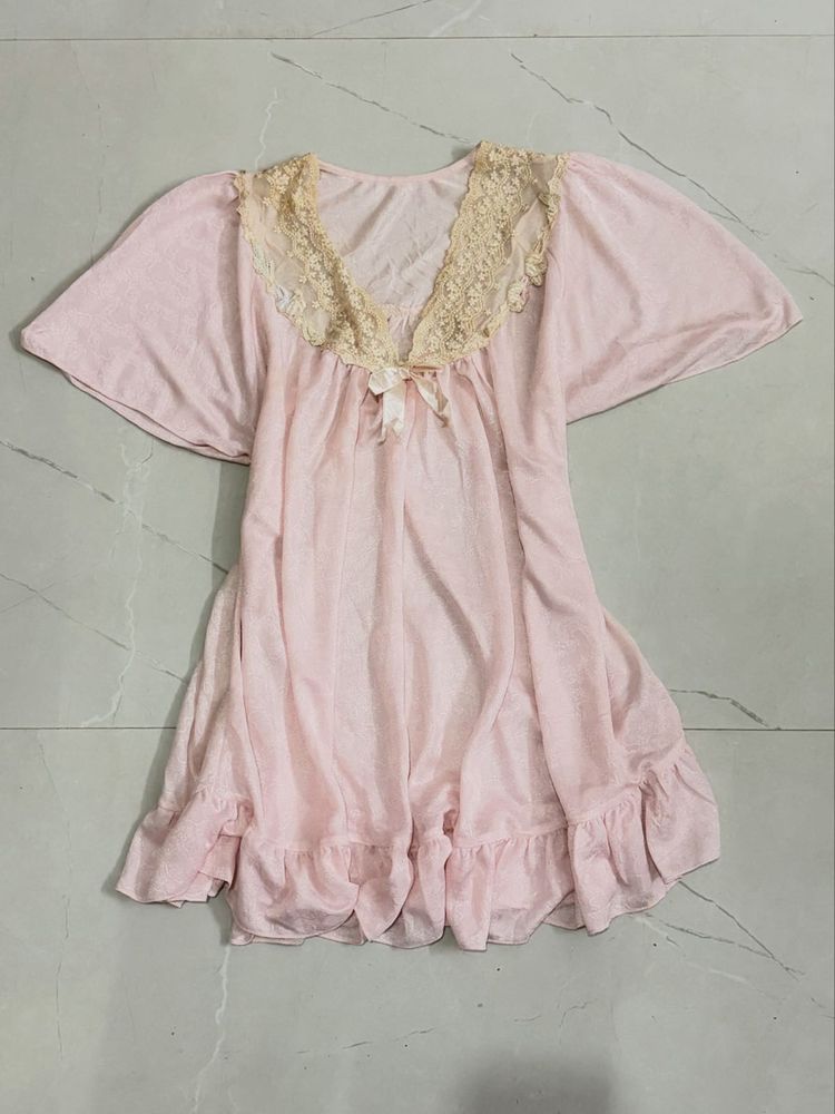Vintage cottage core Pink Lace Nightgown
