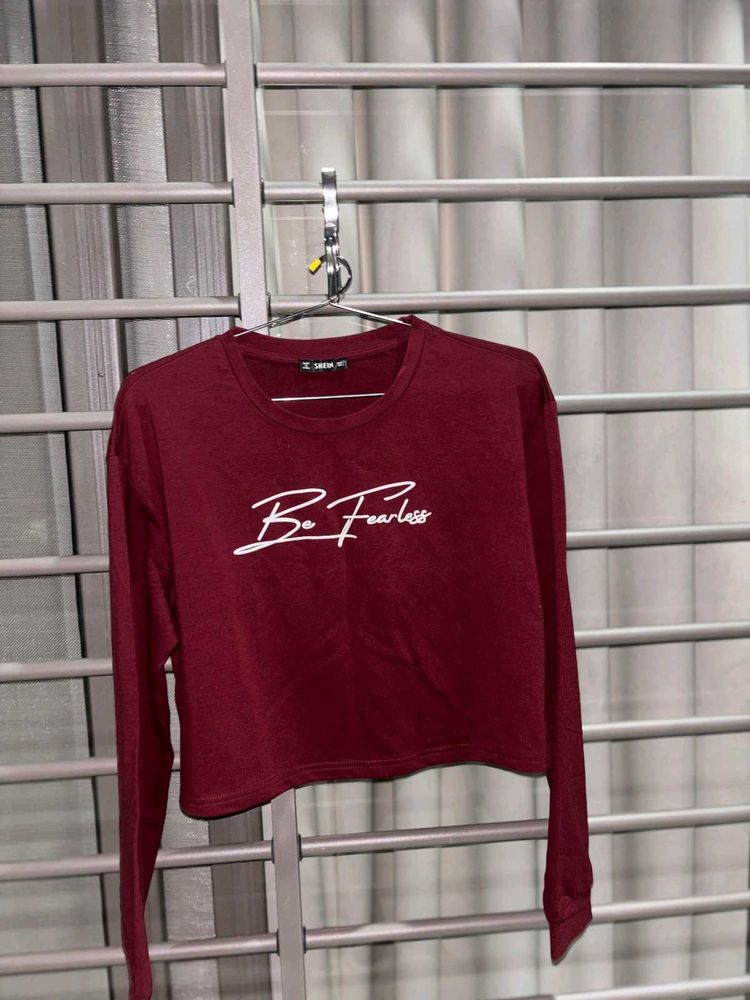 Maroon "Be Fearless" Crop Top