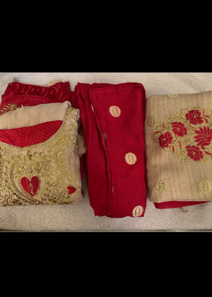 Red Golden Wedding Kurta Suit Set