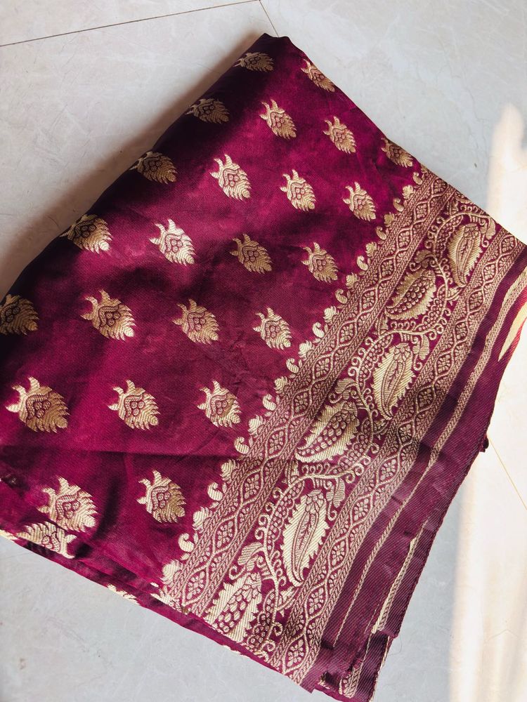 Maroon Banarasi Silk Saree