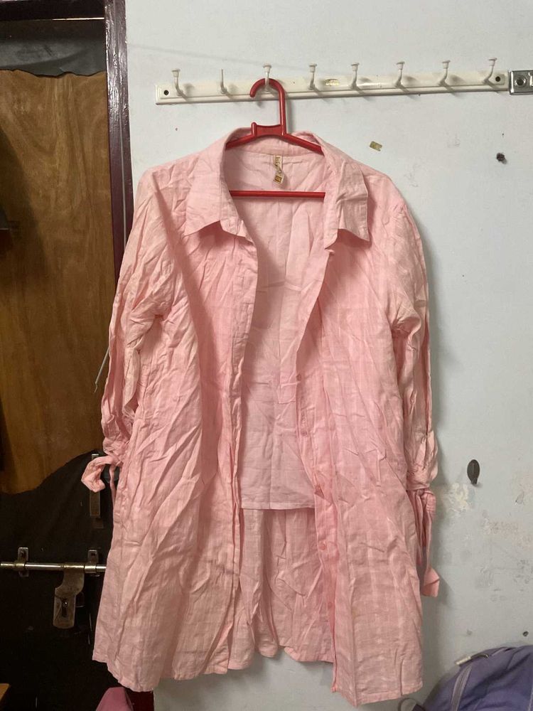 baby pink shrug top premium material