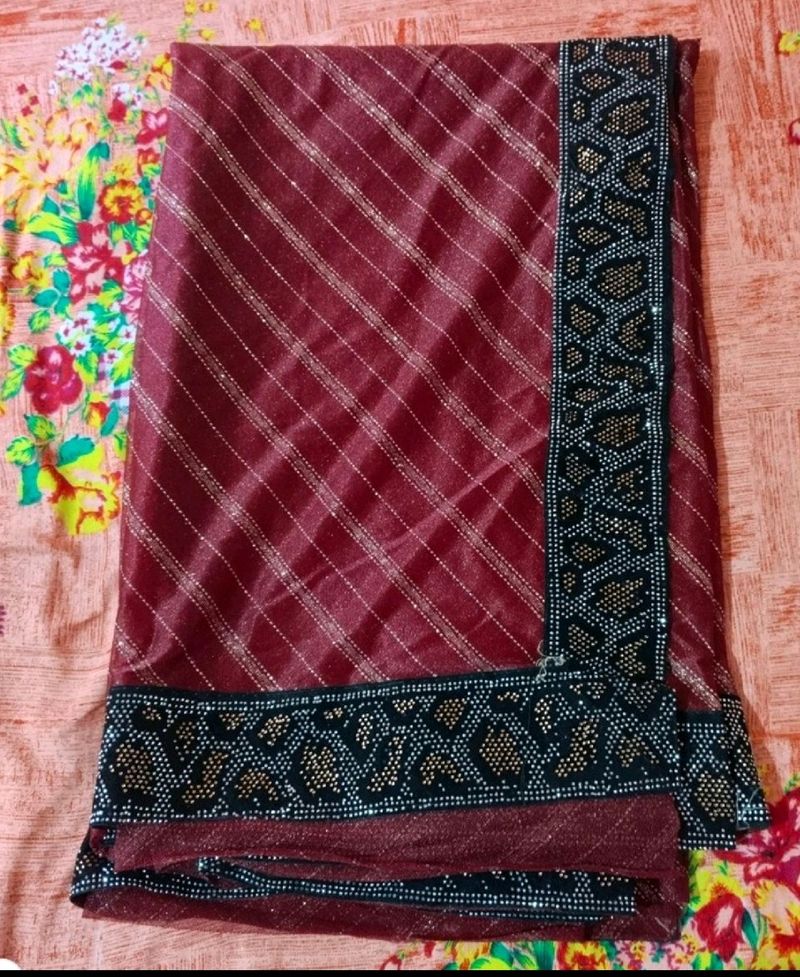 Maroon Siroski Work Saree