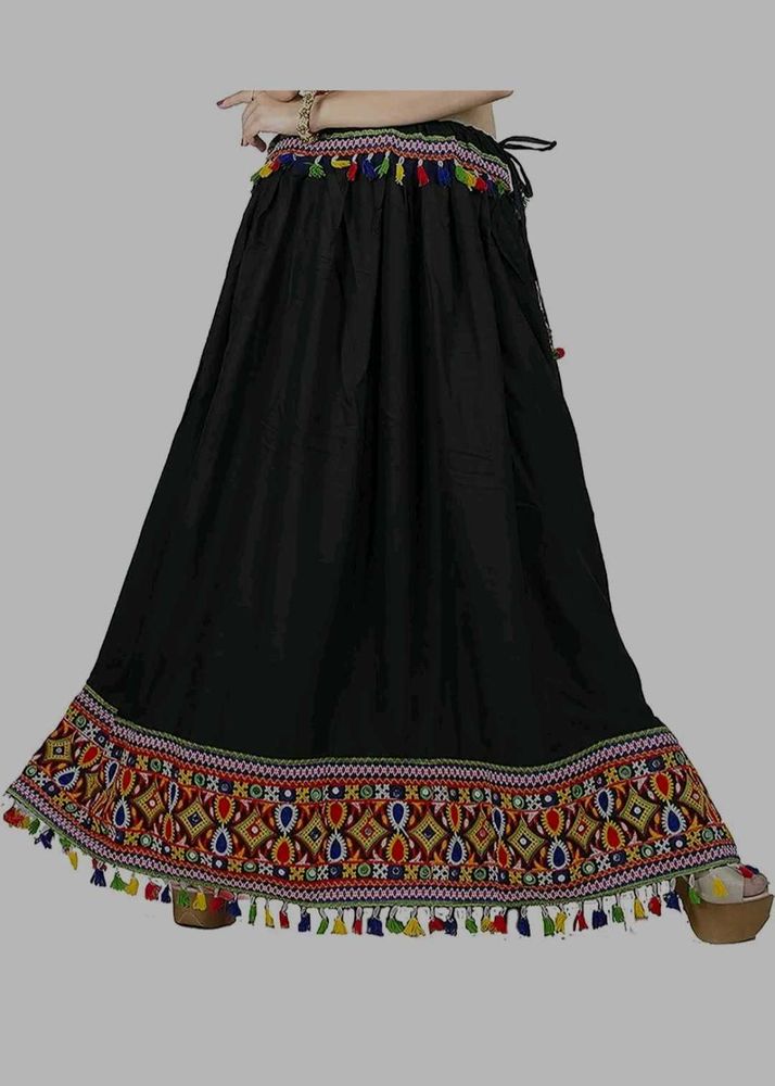 Embroidered Black Ethnic Skirt