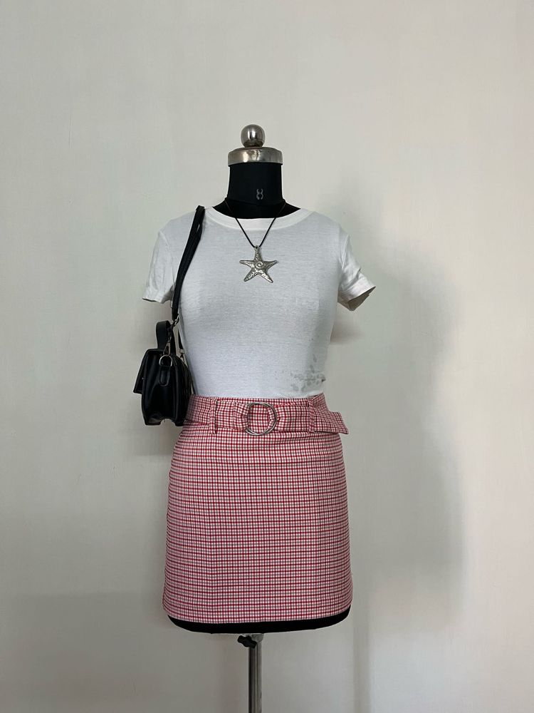 Red Gingham Mini Skirt