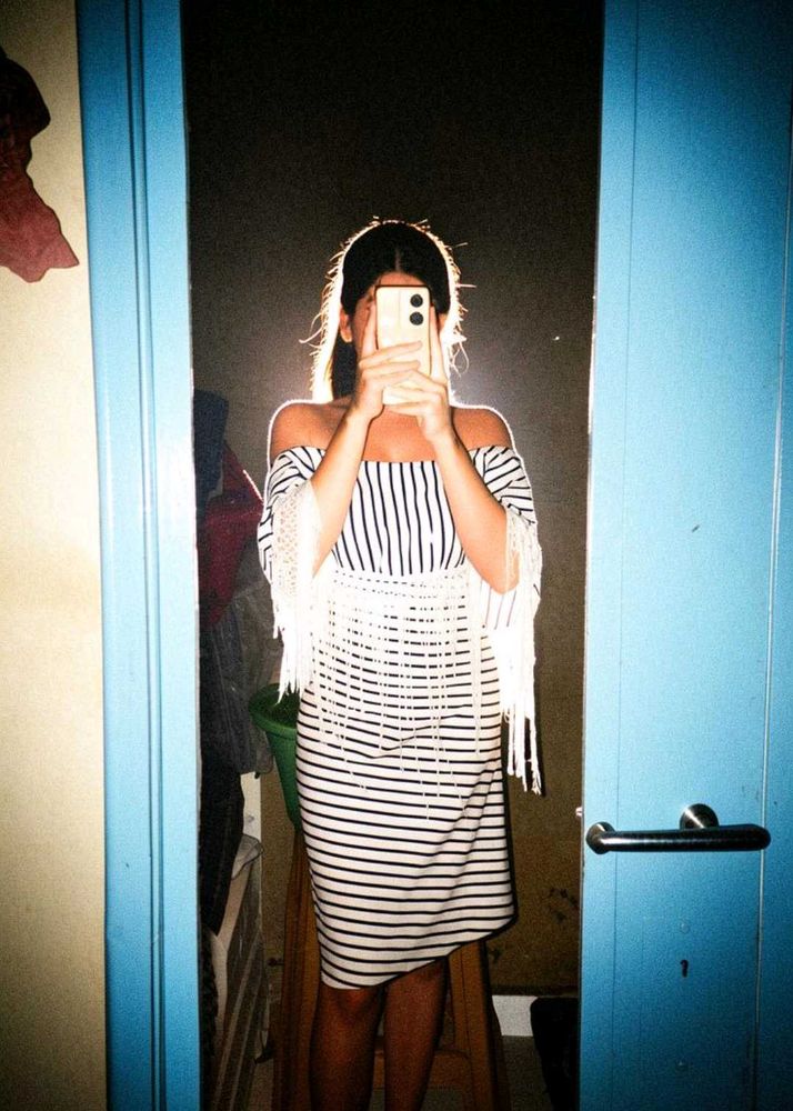 Striped Midi Dress with Tassel Detail