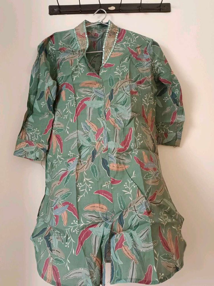 printed green colour co ords set
