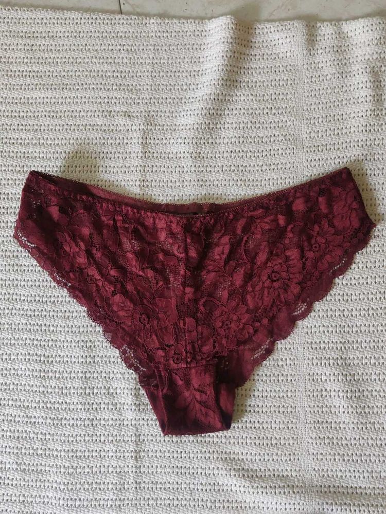 Lace Briefs - Burgundy