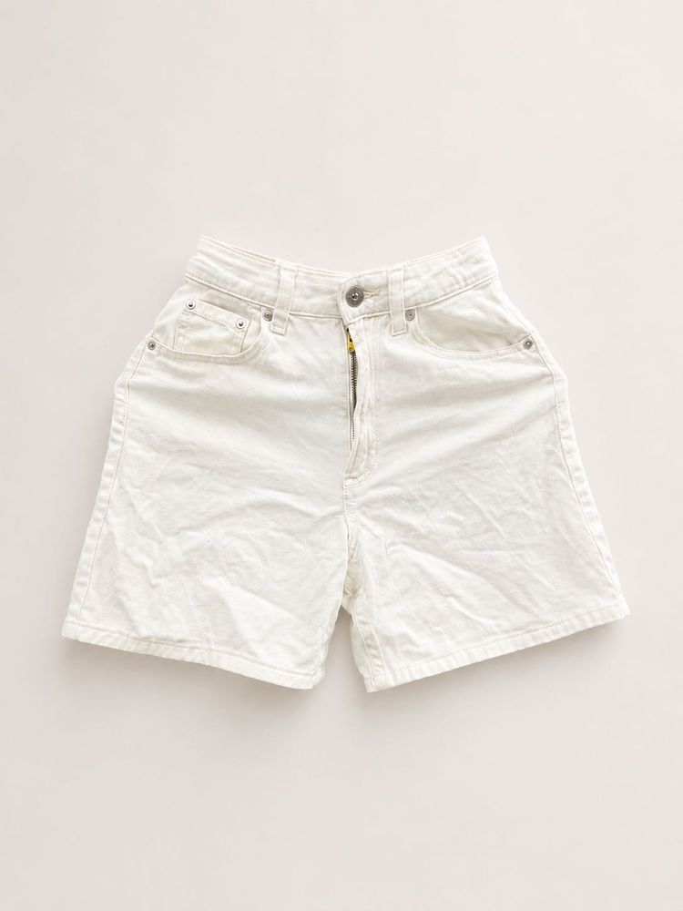 Cream High-Waisted Denim Shorts