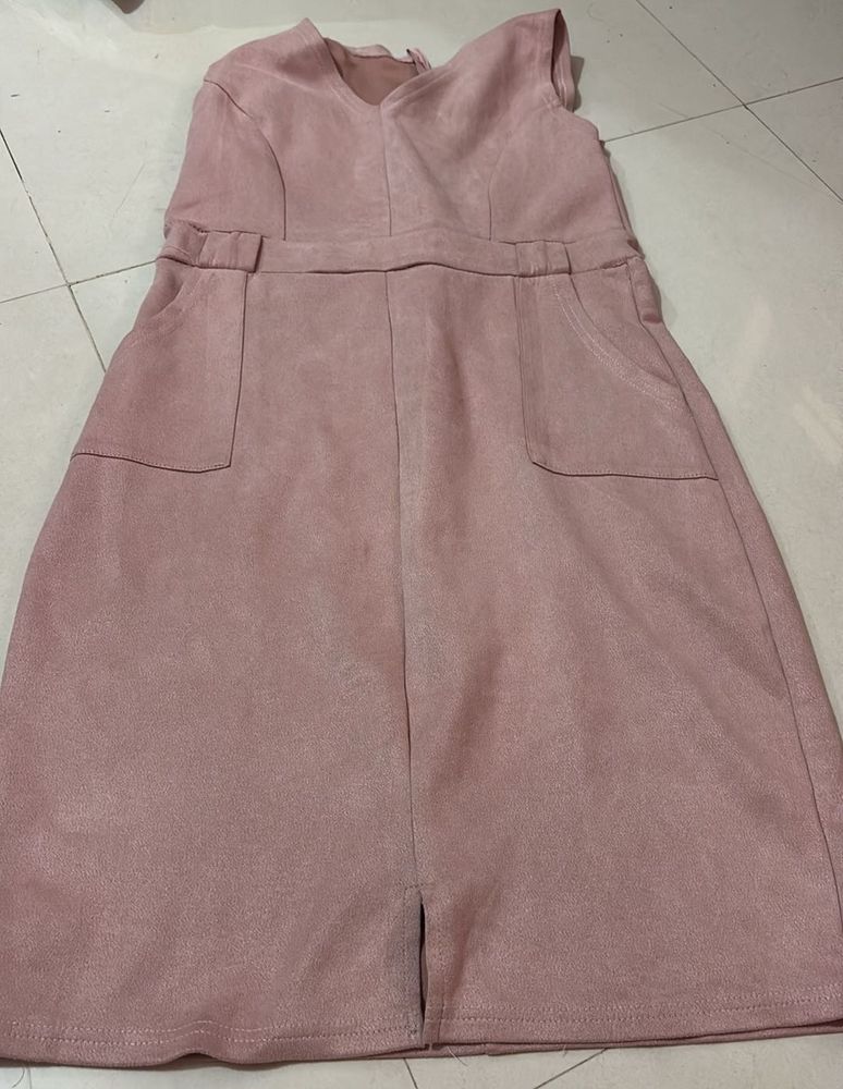 Chic Pink Suede Dress