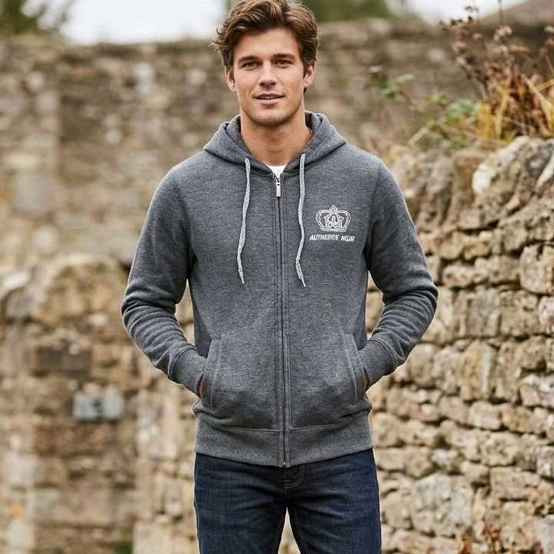 Stylish Men's Grey Zip-Up Hoodie