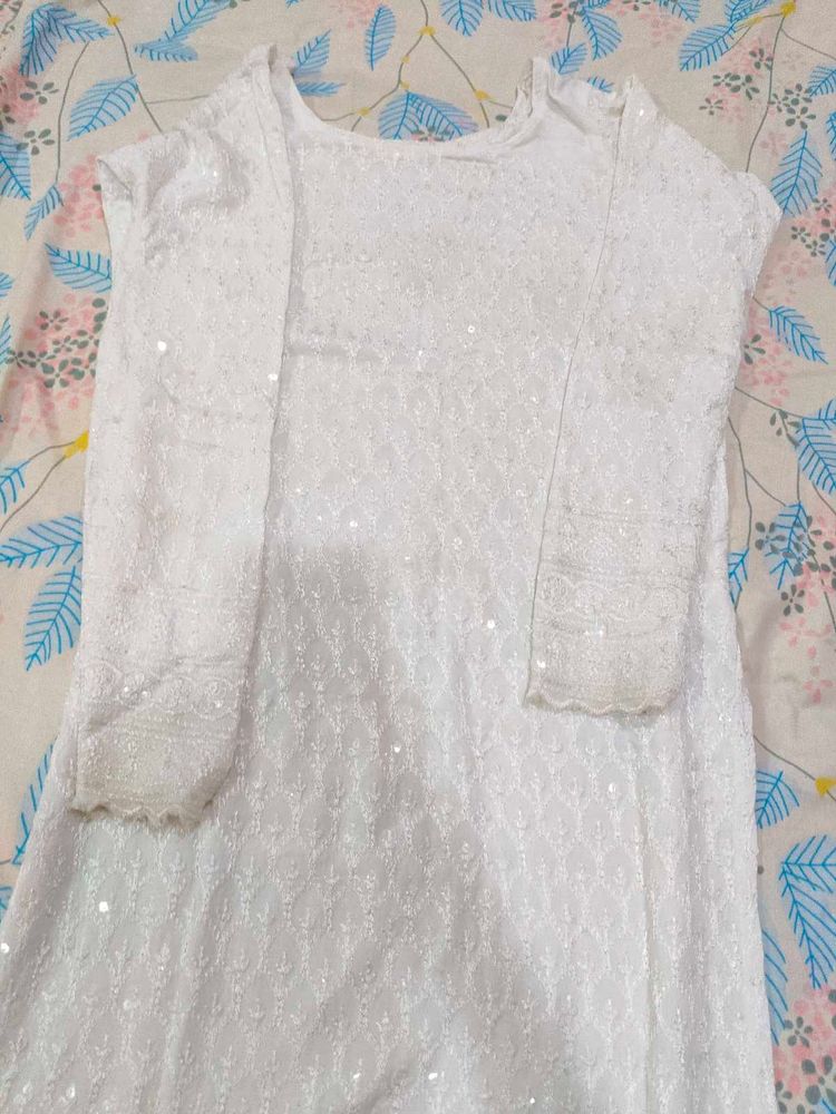 Elegant White Sequined Kurta