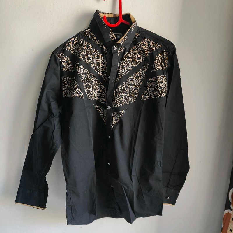 Boys Black shirt with Geometric Pattern