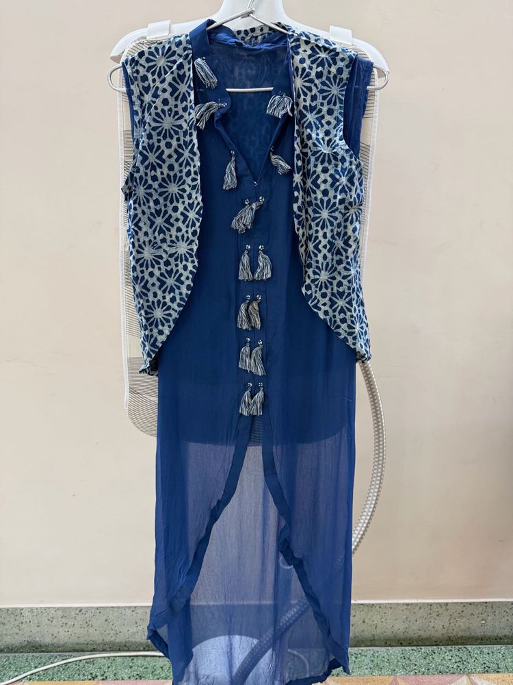 Blue Ethnic Kurta with Jacket