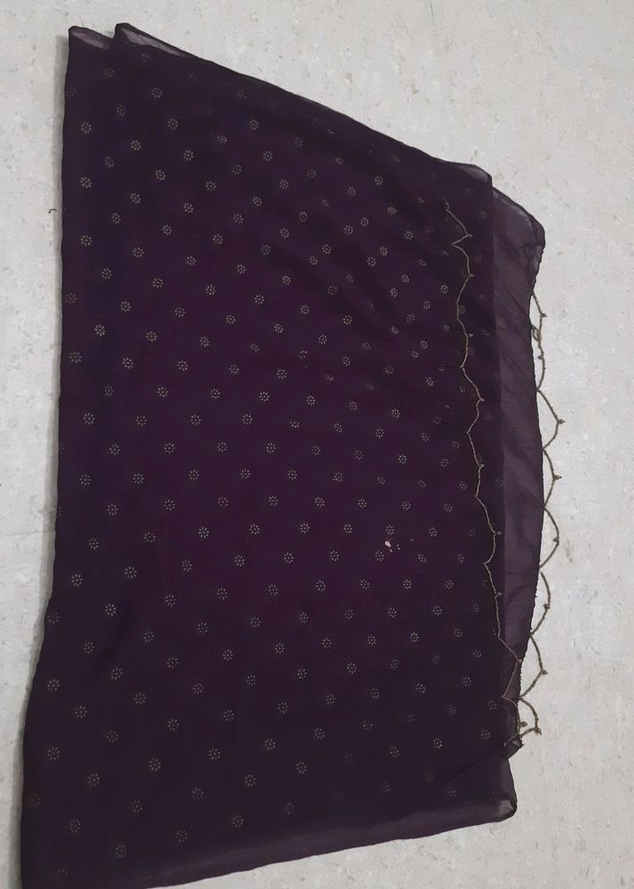 Purple Frills Dupatta