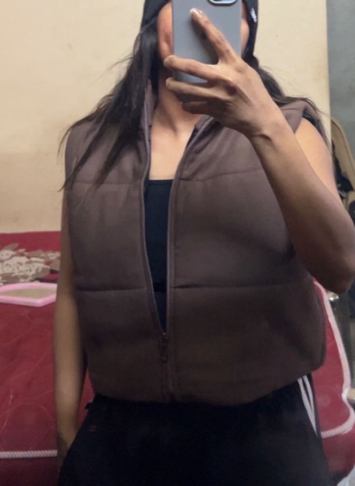 Brown Corduroy Puffer Vest