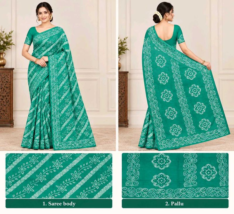 Sungudi single cross bathik sarees