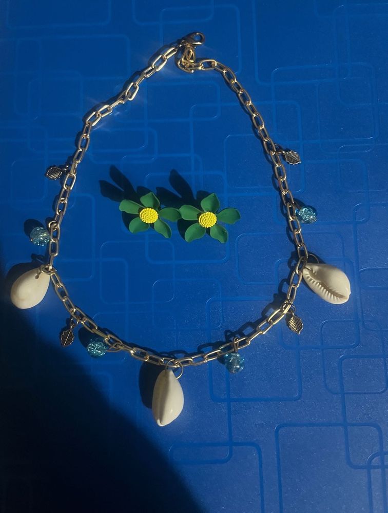 B1G1 Shell Charm Necklace &amp; Earrings
