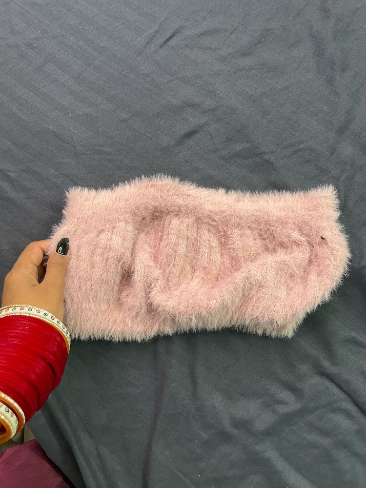 🎀💋Fuzzy Pink Bandeau Top