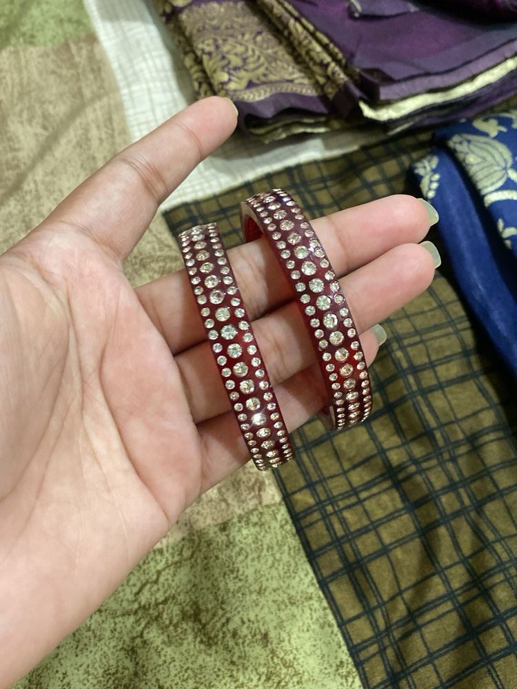 Sparkling Red Stone Bangles