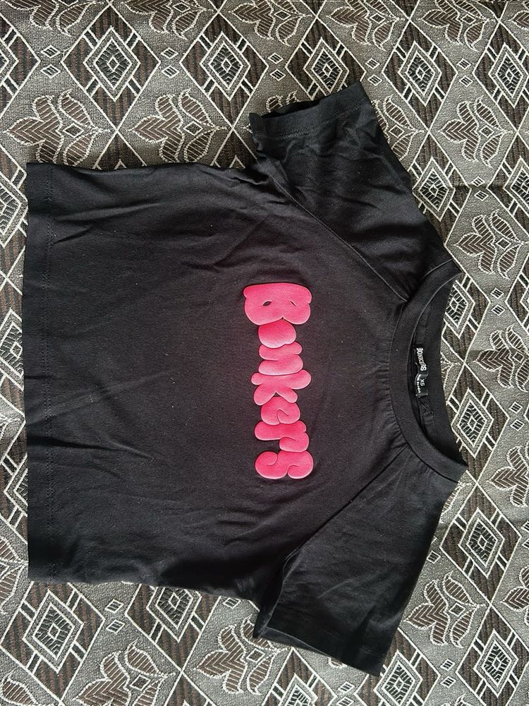 Black T-Shirt with Pink "Bankers" Logo