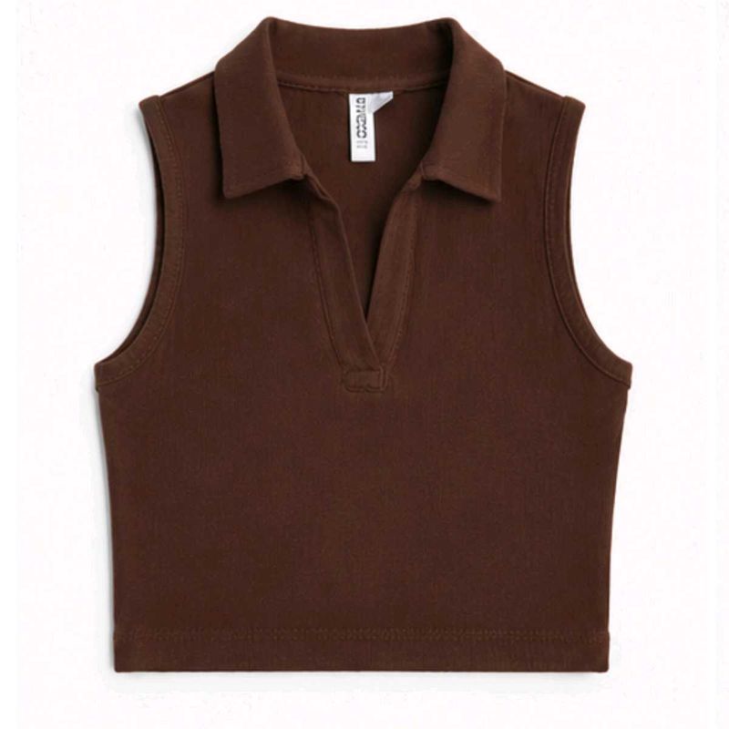 Sleeveless Cropped Polo Top