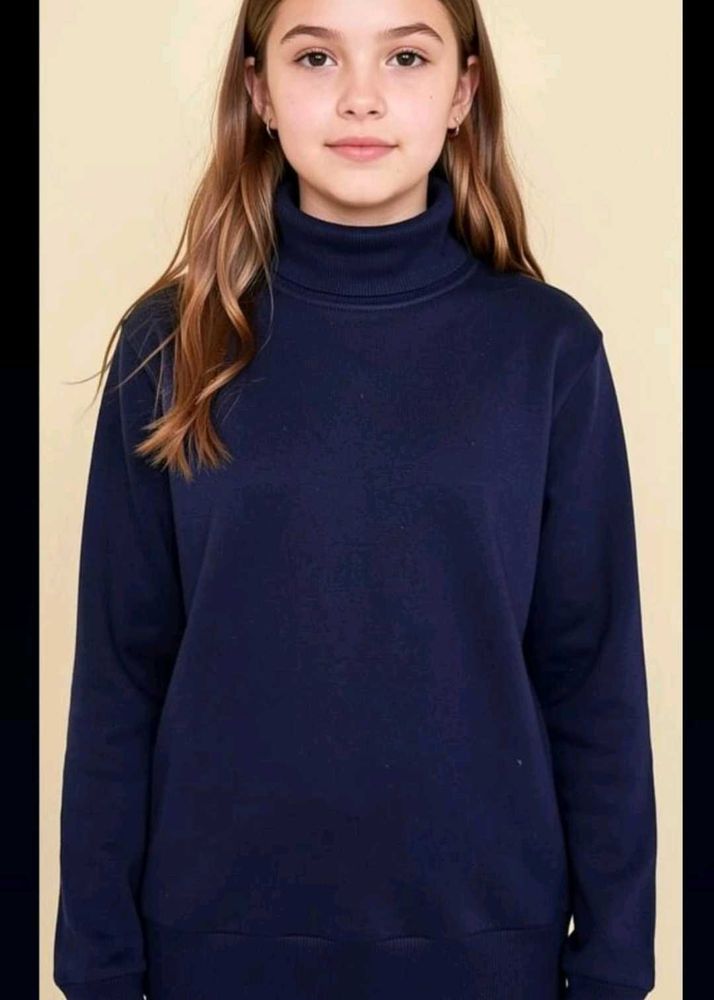 Navy Blue Mock Neck Sweatshirt