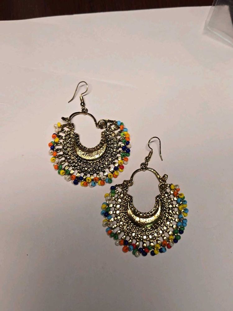 Boho Beaded Hoop Earrings