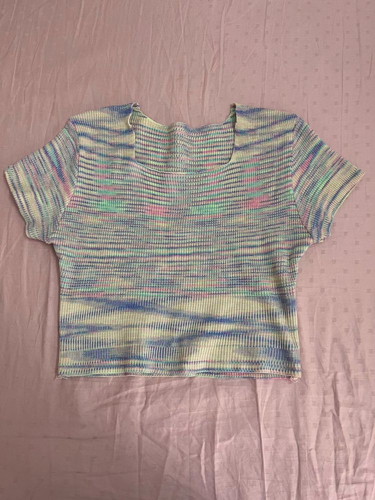 Cute Striped Knit Crop Top