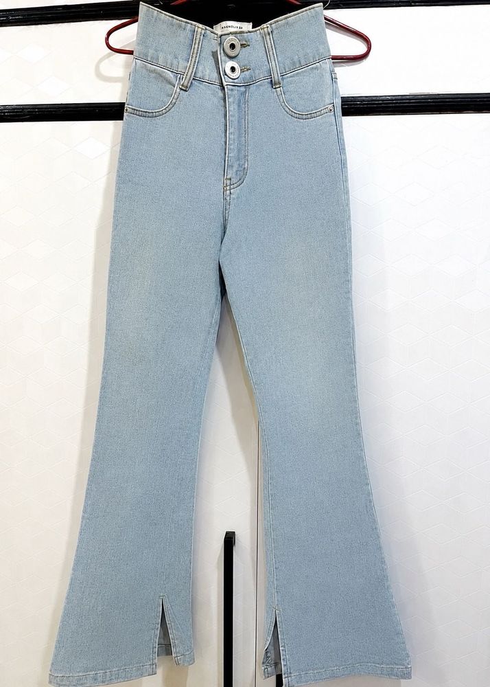 Tummy Tucker Bell Bottom Light Blue Jeans with Spl