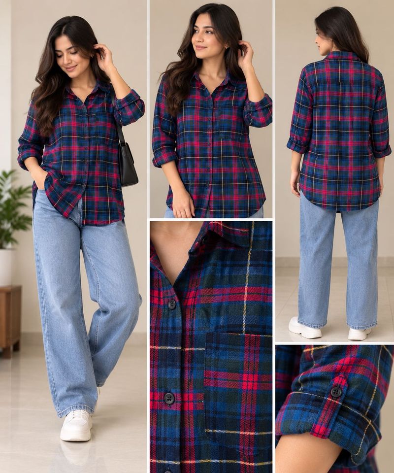 Women's Plaid Button-Down Shirt