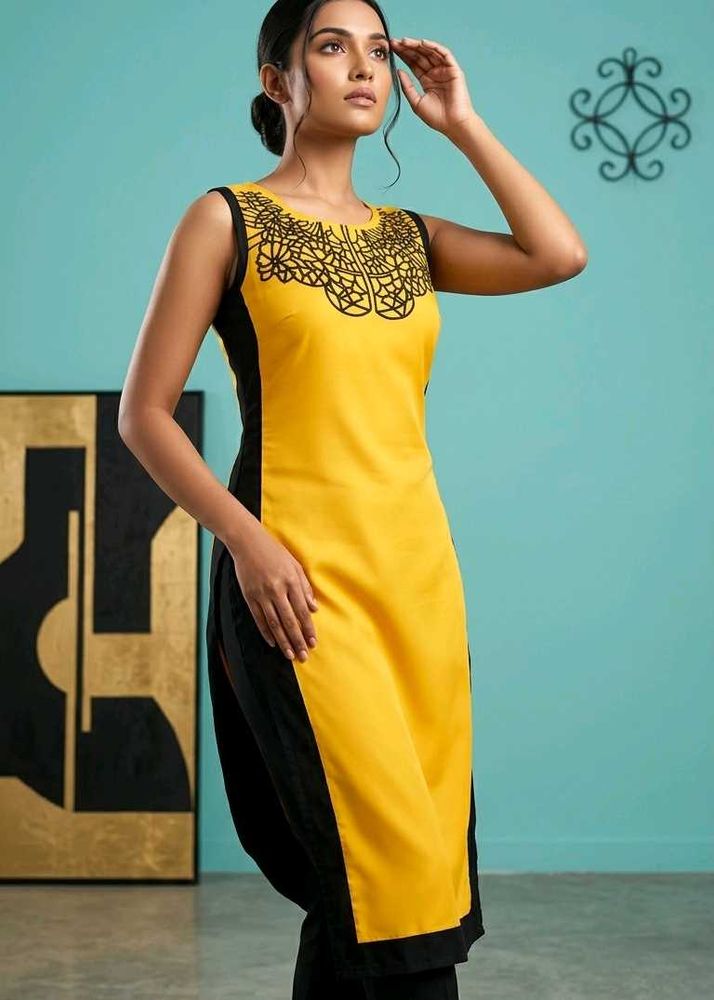 Stylish Yellow &amp; Black Kurta