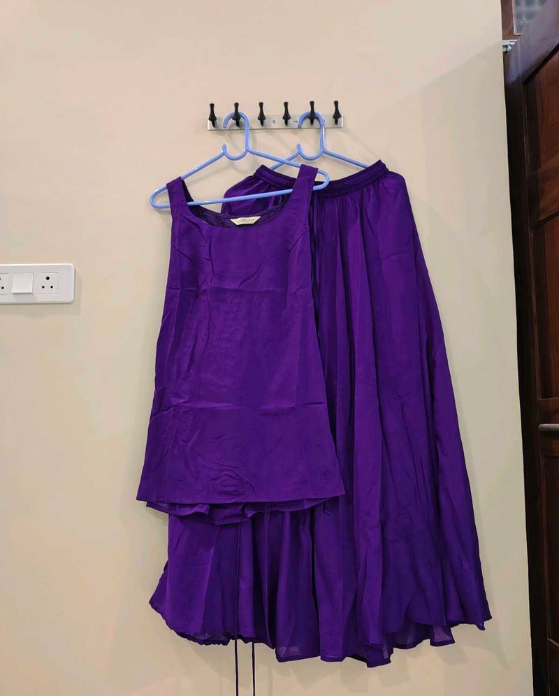 Anayna Purple Short Kurti Set with Skirt &amp; Dupatta