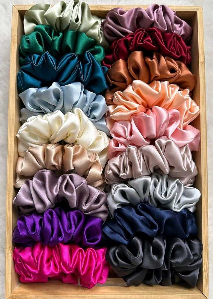 Satin Scrunchies Hair Ties - Pack of 5