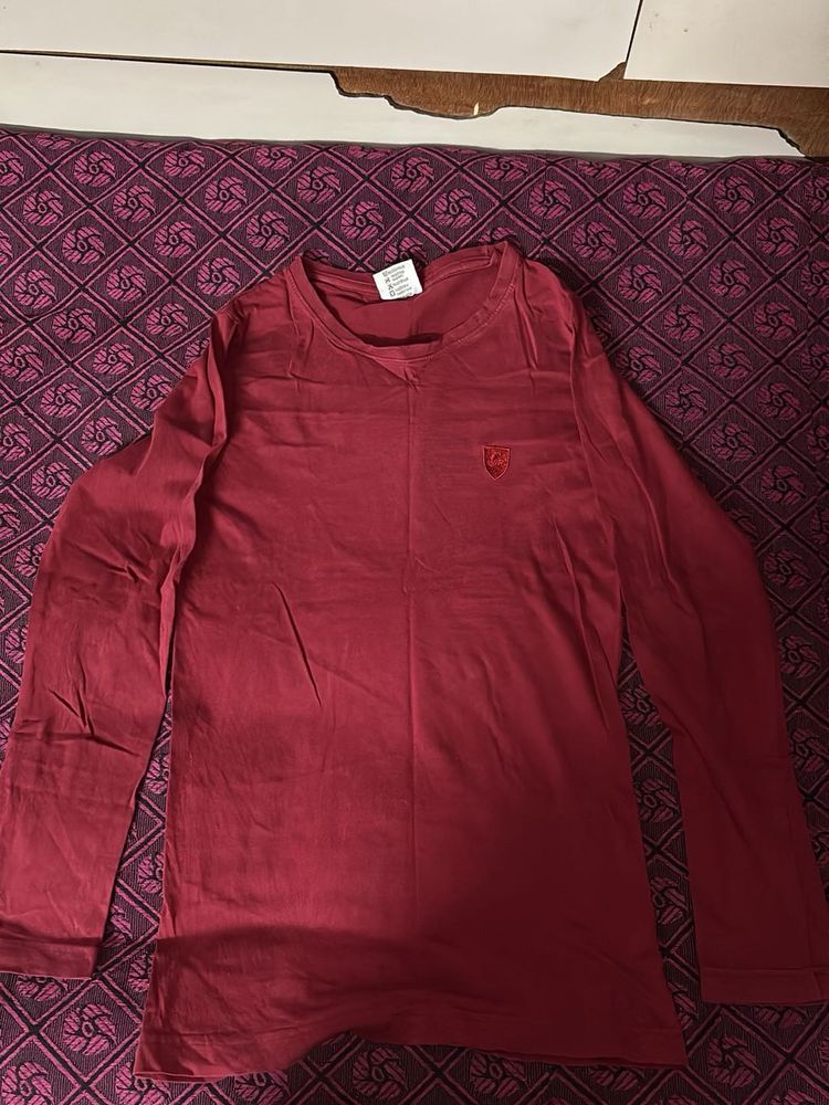 Maroon Long Sleeve V-Neck Top