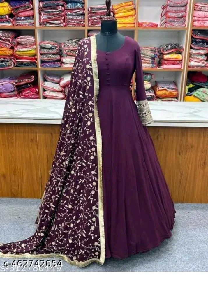 Elegant Purple Anarkali Gown with Dupatta