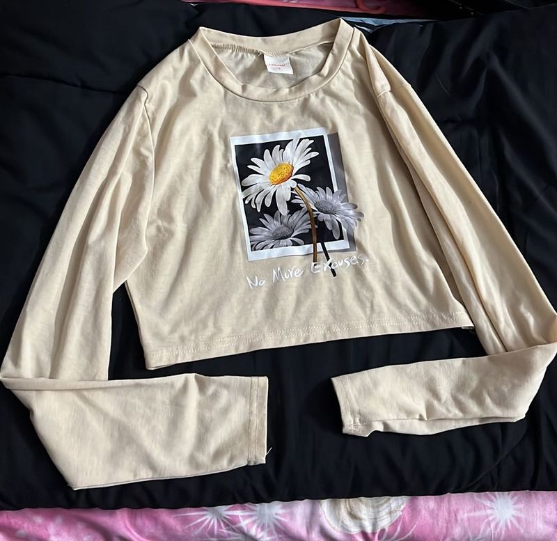 Floral Long Sleeve Top Crop
