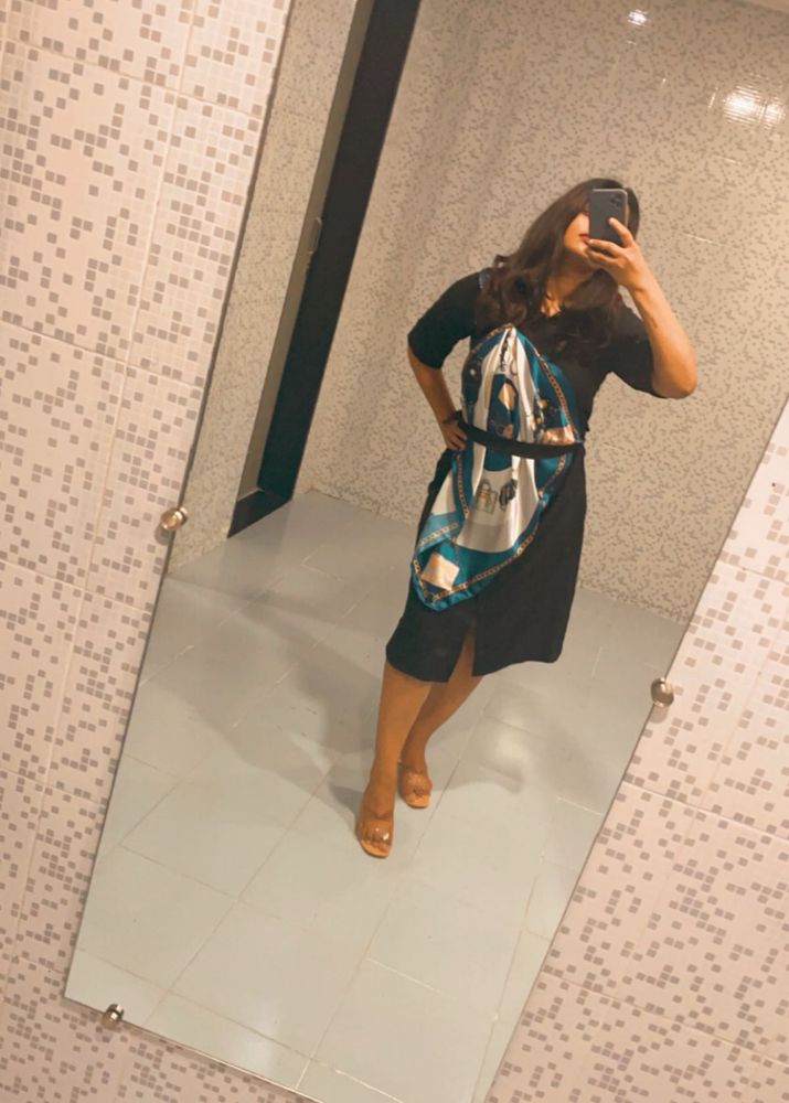 Designer Print Silk Scarf dress